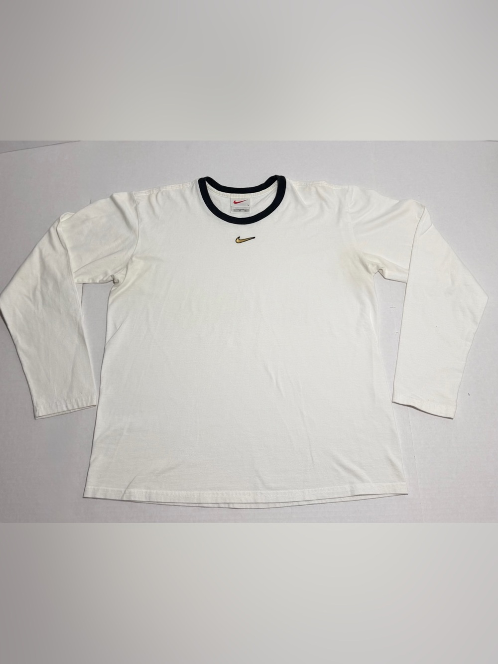 Vintage 90s Nike center swoosh Long Sleeve Ringer Shirt Size Large USA